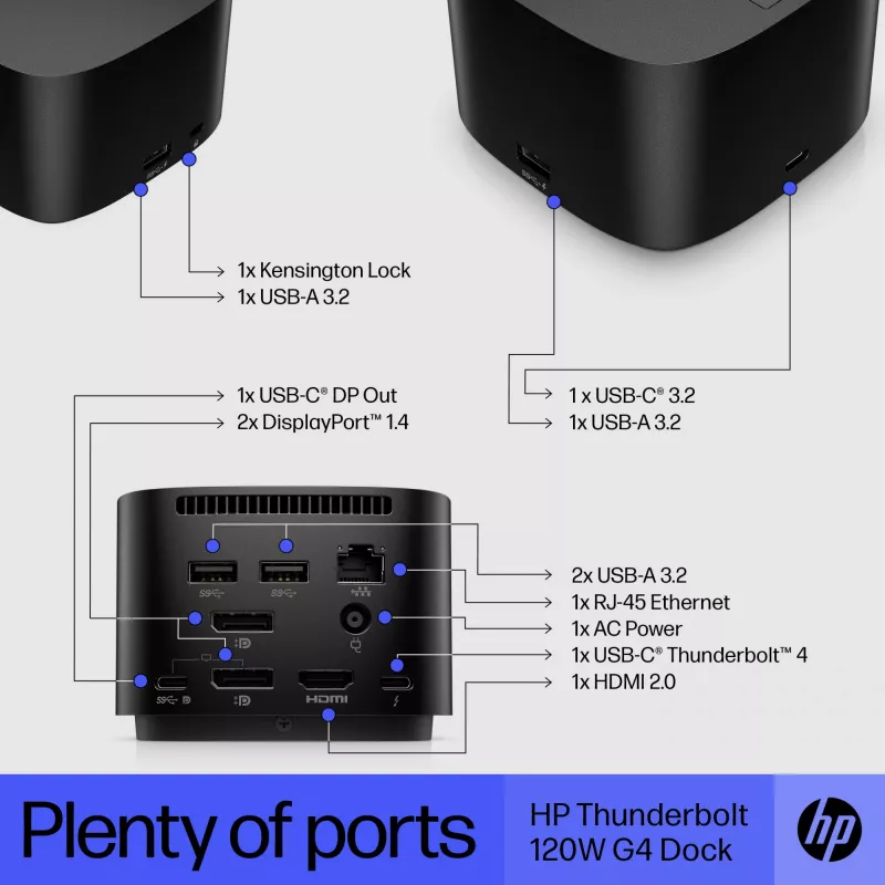 HP Thunderbolt Dock 120W G4 laidas prijungimo stotelė juoda