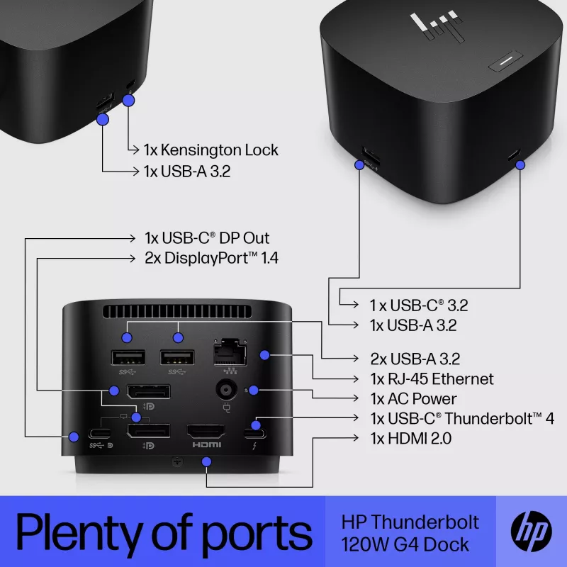 HP Thunderbolt Dock 120W G4 laidas prijungimo stotelė juoda