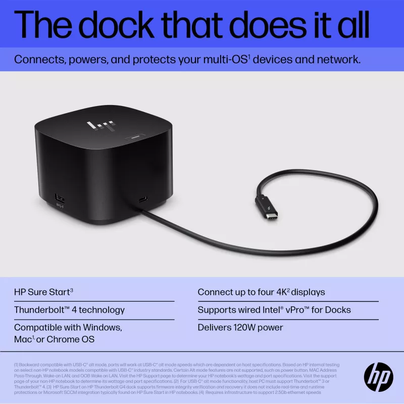 HP Thunderbolt Dock 120W G4 laidas prijungimo stotelė juoda