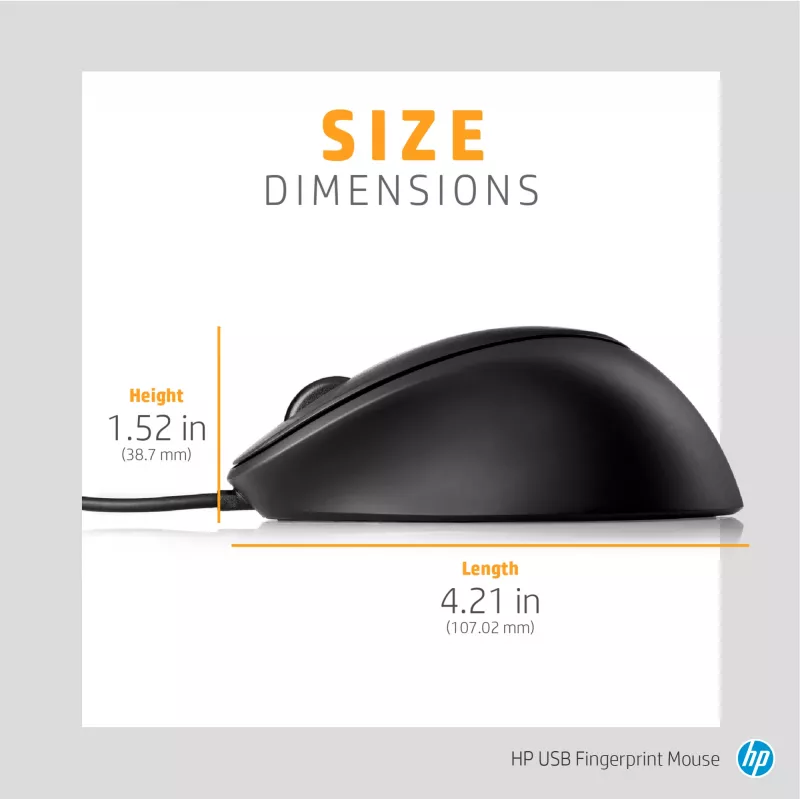 Pelė HP USB Fingerprint Mouse USB Type-A