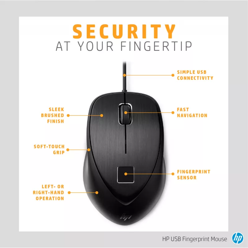 Pelė HP USB Fingerprint Mouse USB Type-A
