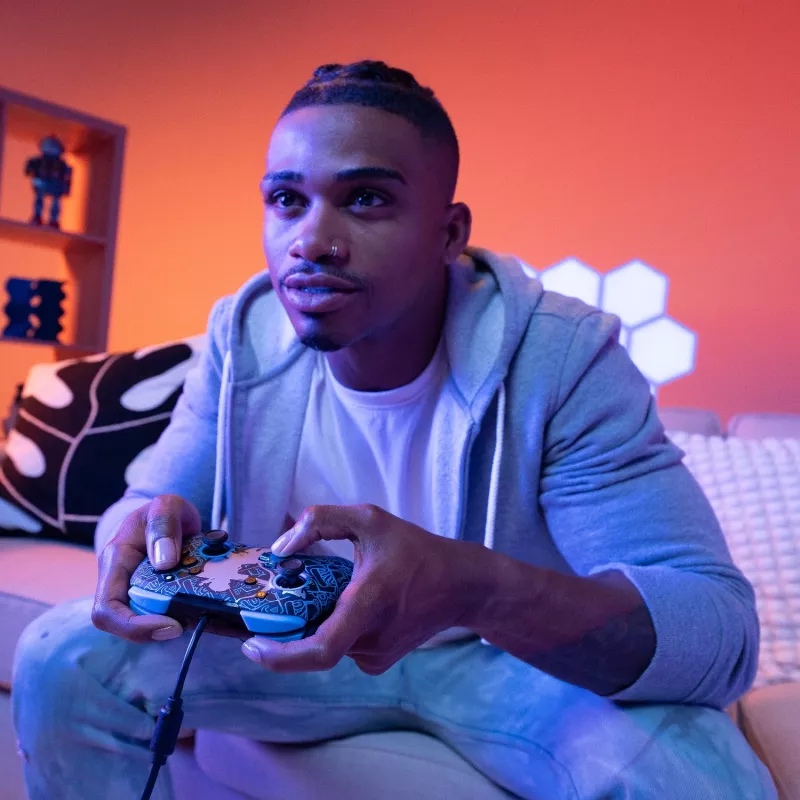PDP Nintendo Switch Sheikah Shoot REMATCH GLOW valdiklis, žaidimų pultas, Nintendo Switch, Nintendo Switch Lite, Nintendo Switch OLED, D-pad, Home mygtukas, analoginis / skaitmeninis, laidinis, USB