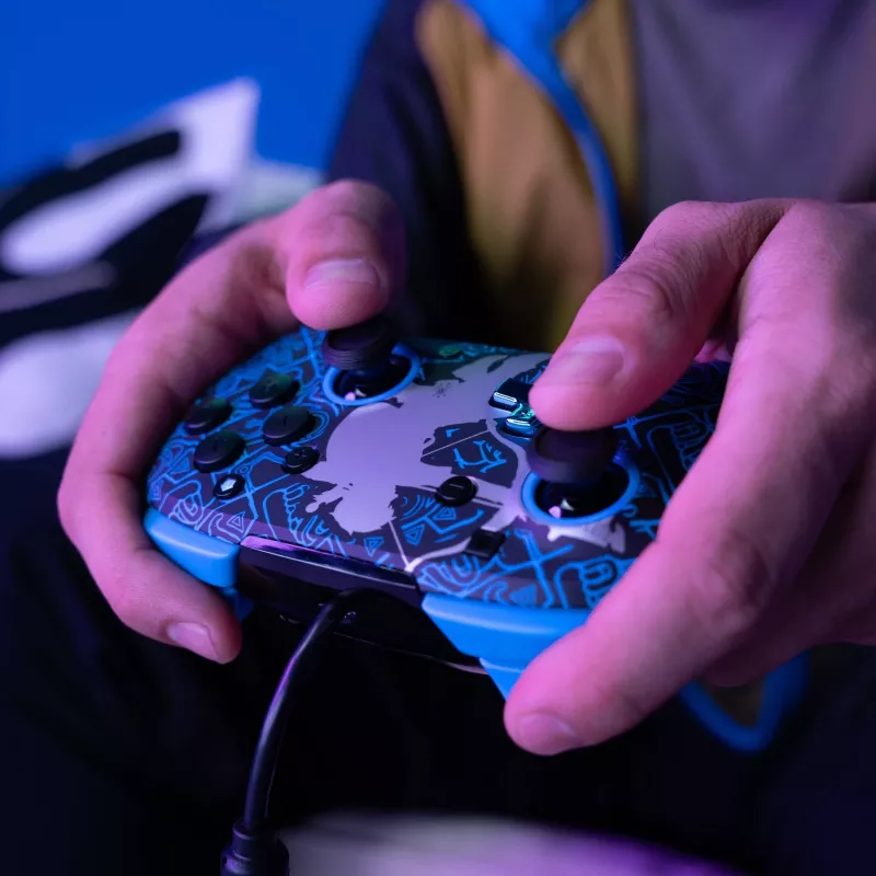 PDP Nintendo Switch Sheikah Shoot REMATCH GLOW valdiklis, žaidimų pultas, Nintendo Switch, Nintendo Switch Lite, Nintendo Switch OLED, D-pad, Home mygtukas, analoginis / skaitmeninis, laidinis, USB