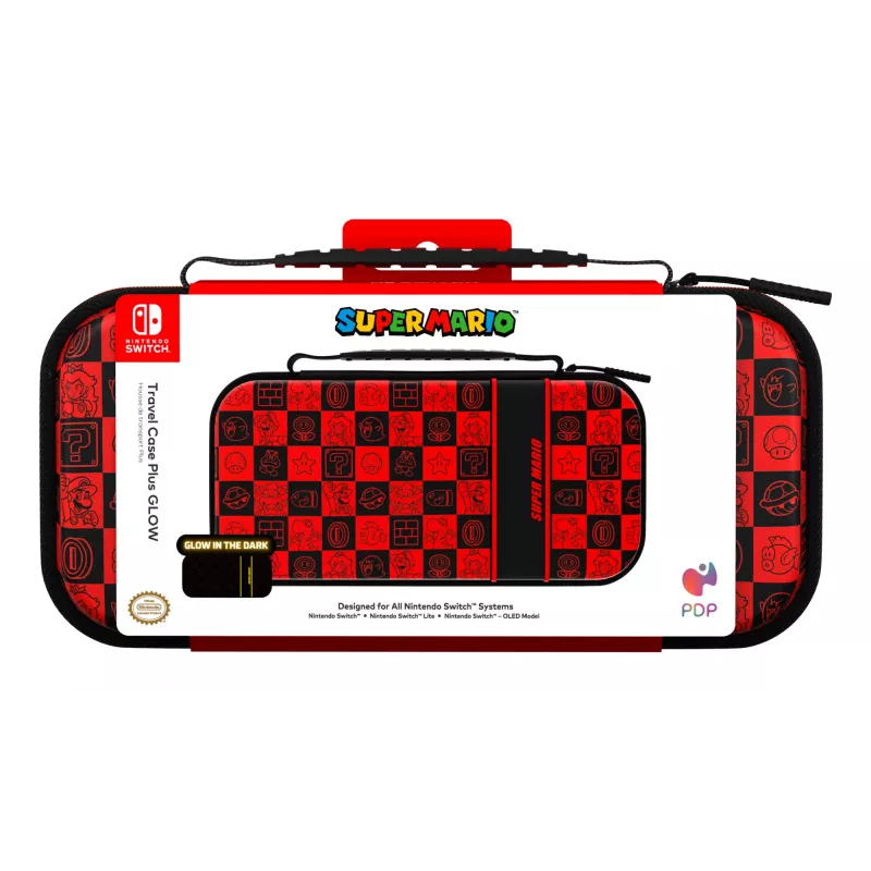 PDP Travel Case Plus GLOW Super Icon apsauginis dėklas, skirtas Nintendo Switch, Switch Lite, Switch – OLED modelis