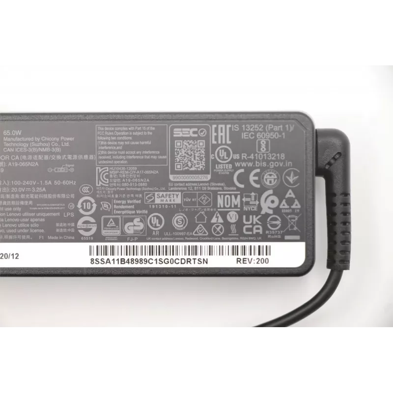 Lenovo 5A10V03250 maitinimo adapteris / keitiklis Vidaus 65 W Juoda
