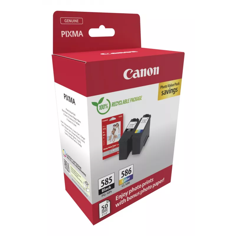 Original Canon PG-585/CL-586 PVP rašalo kasetės 2 vnt. Juoda, Cian, Magenta, Geltona