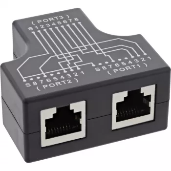 InLine Cat.5e STP T-Adapter RJ45 lizdas į 2x RJ45 lizdus juodas