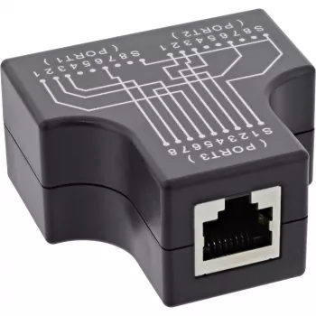 InLine Cat.5e STP T-Adapter RJ45 lizdas į 2x RJ45 lizdus juodas