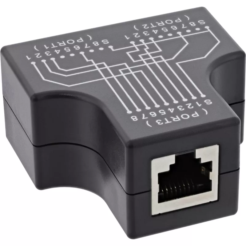 InLine Cat.5e STP T-Adapter RJ45 lizdas į 2x RJ45 lizdus juodas