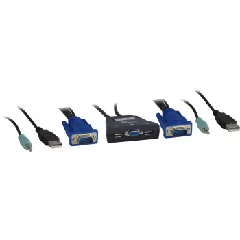 KVM jungiklis Inter-Tech KVM-LS-21JA, 2 prievadai, VGA, USB, garsas, juodas