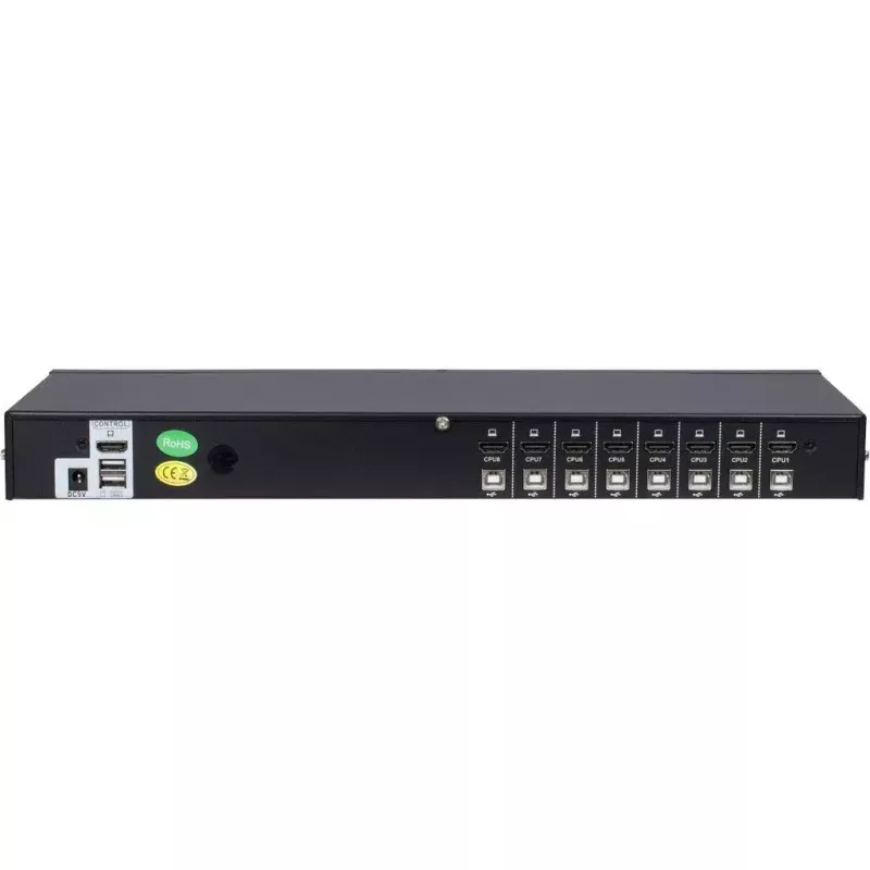 Inter-Tech AS-9108HA KVM jungiklis, montuojamas į stelažą, juodas