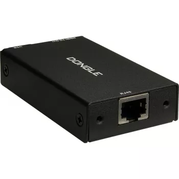 Sąsajos adapteris INTER-TECH KT-150D — RJ-45 (motina) į DVI‑D, laidinis, maks. 1980×1080, komplekte USB A–B laidas, metalinis, juodas
