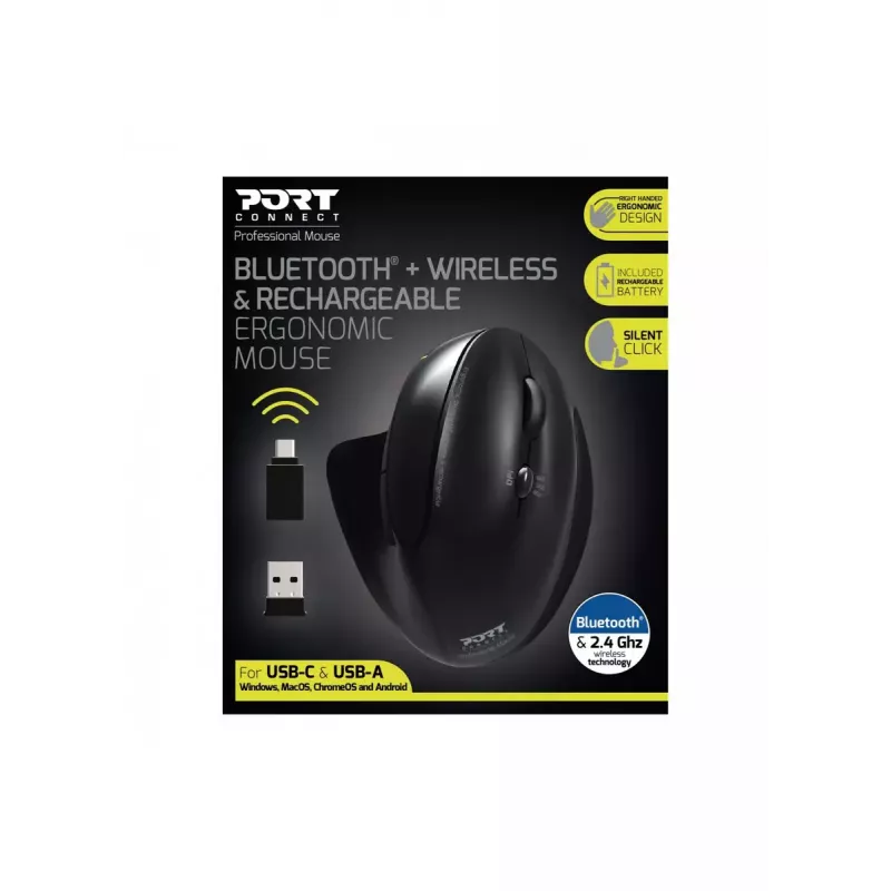 Port Designs 900706-BT belaidė pelė RF + Bluetooth, ergonomiška, dešinei rankai