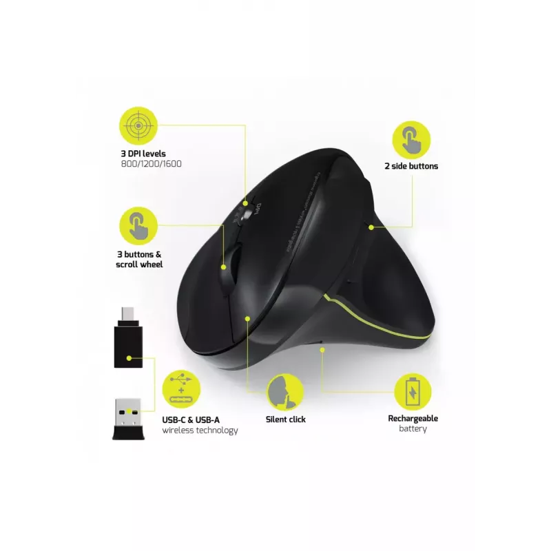 Port Designs 900706-BT belaidė pelė RF + Bluetooth, ergonomiška, dešinei rankai
