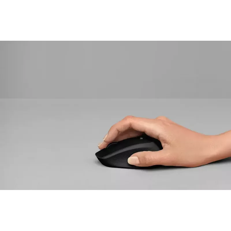Pelė Logitech M330 SILENT PLUS – belaidė RF, dešinei rankai, 1000 DPI, 3 mygtukai, slinkimo ratukas, juoda, maitinama baterija
