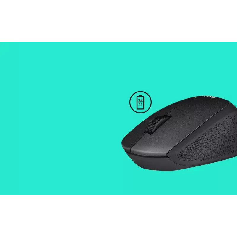 Pelė Logitech M330 SILENT PLUS – belaidė RF, dešinei rankai, 1000 DPI, 3 mygtukai, slinkimo ratukas, juoda, maitinama baterija