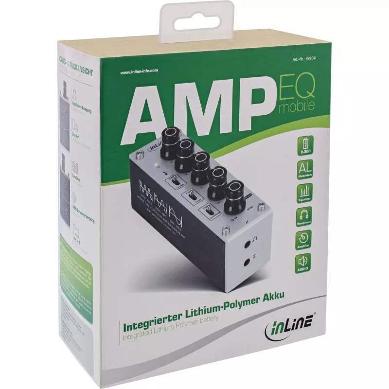InLine AmpEQ mobilus Tri-Tone Hi-Res AUDIO išankstinis ir ausinių stiprintuvas, 3,5 mm stereo
