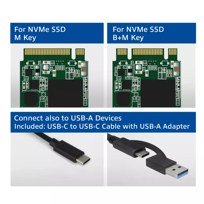 SSD korpusas ACT AC1615 USB-C M.2 NVMe PCIe 10 Gbit/s juodas