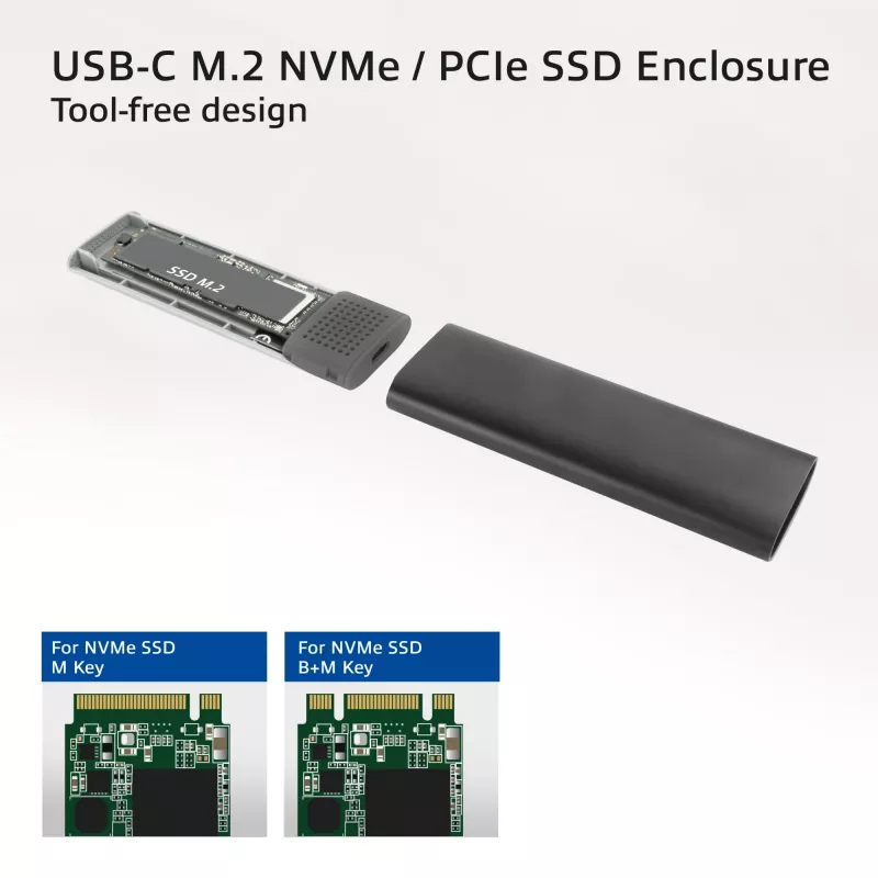 SSD korpusas ACT AC1615 USB-C M.2 NVMe PCIe 10 Gbit/s juodas