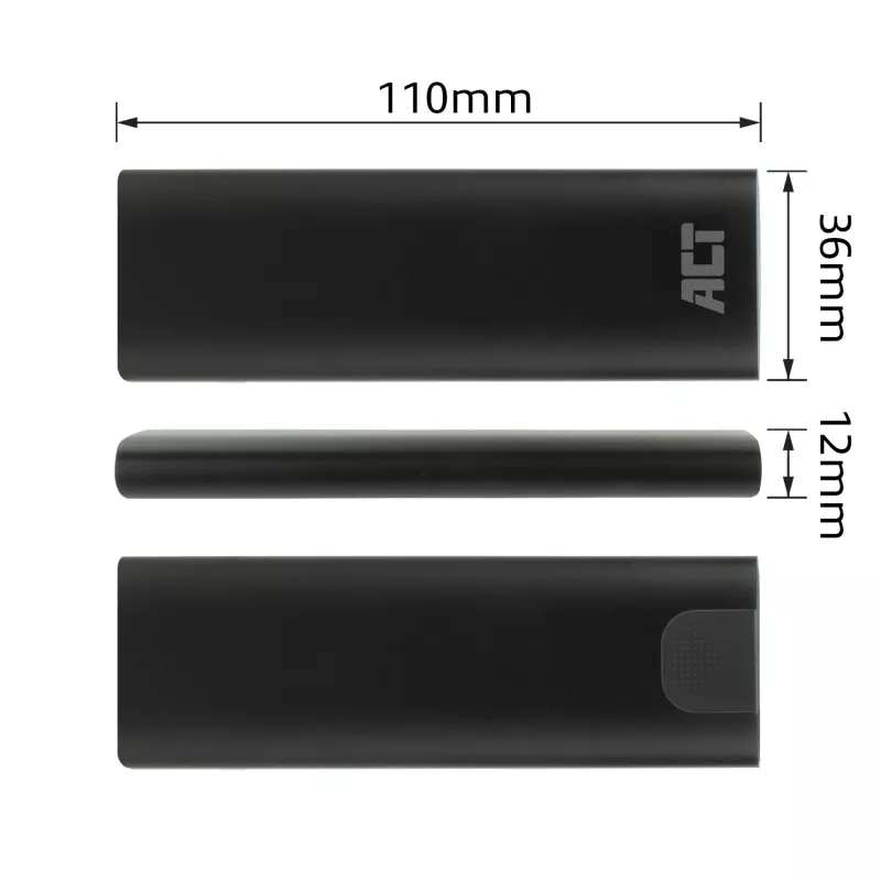 SSD korpusas ACT AC1615 USB-C M.2 NVMe PCIe 10 Gbit/s juodas