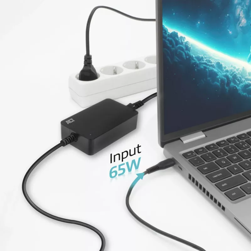 ACT AC2005 USB-C nešiojamojo kompiuterio kroviklis, Power Delivery profiliai, 65 W