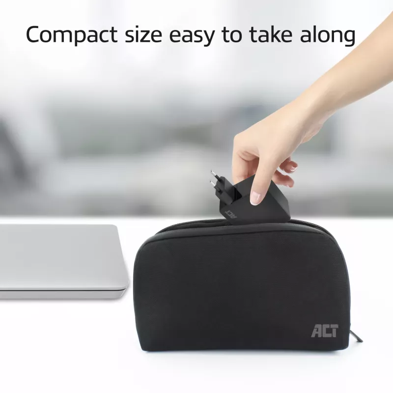 ACT USB-C sieninis nešiojamojo kompiuterio įkroviklis 65W su Power Delivery profiliais, 2 metrai
