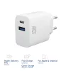 ACT USB-C ir USB-A įkroviklis 20W su Power Delivery PPS, Quick Charge, GaNFast