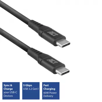 ACT USB 3.2 Gen1 įkrovimo/duomenų laidas C kištukas - C kištukas 1 metras