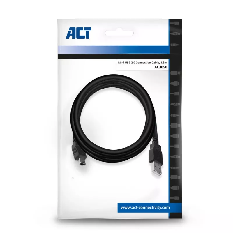 ACT USB 2.0 jungiamasis kabelis A kištukas - mini B kištukas 1,8 m