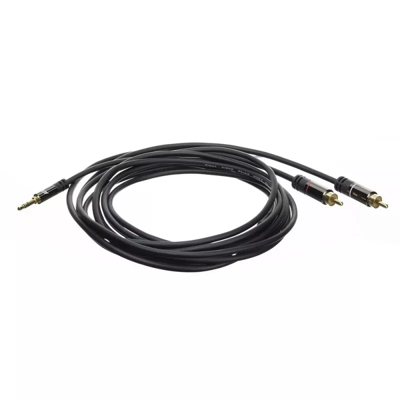 Garso kabelis ACT AC3605 1,5 m 3,5 mm – 2 x RCA juodas
