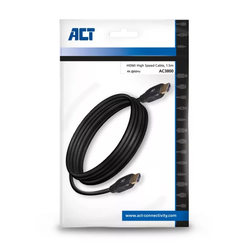 ACT 1,5 m HDMI aukštos spartos vaizdo kabelis v2.0 HDMI-A vyras - HDMI-A vyras