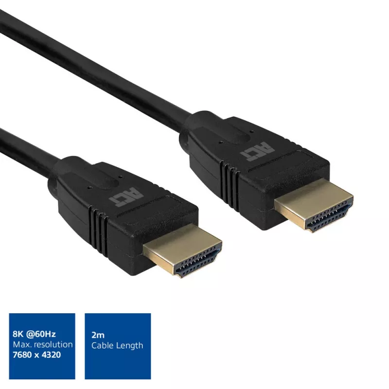 ACT AC3810 HDMI 8K Ultra High Speed kabelis v2.1 2 m, HDMI-A kištukas – HDMI-A kištukas