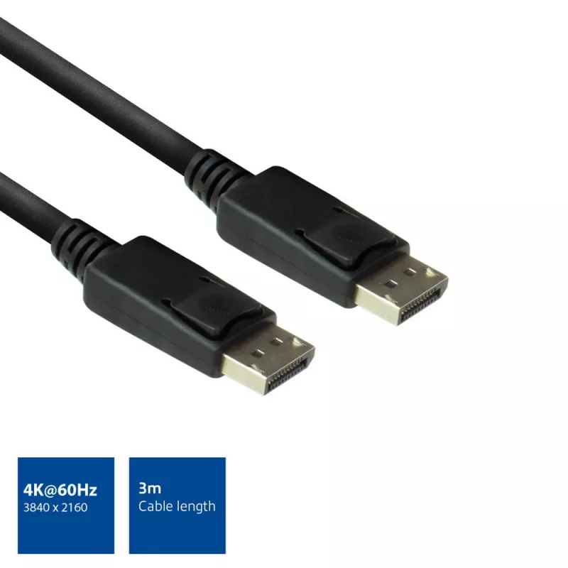 ACT DisplayPort kabelis, 3 m, vyriškas - vyriškas, 4K@60Hz