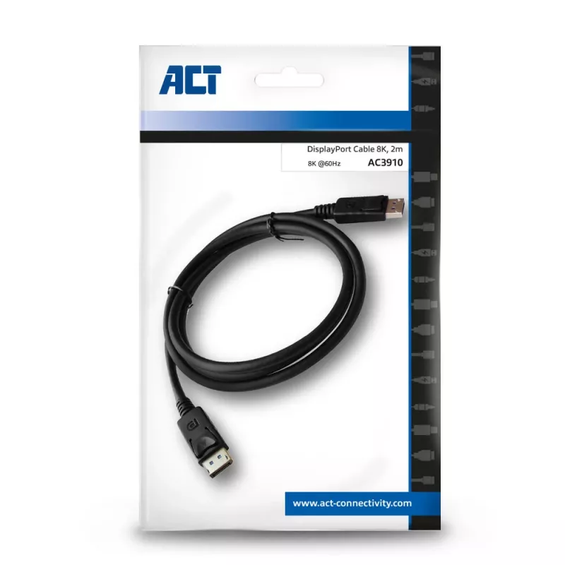 ACT 2 m DisplayPort 1.4 8K jungiamasis laidas, kištukas - kištukas