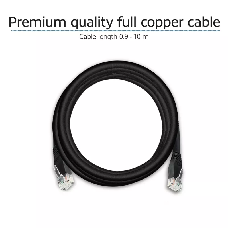 ACT Black 2.0 m U/UTP CAT6 jungiamasis kabelis su RJ45 jungtimis