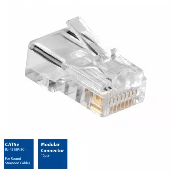 ACT Modular CAT5E RJ-45 jungtis ACT AC4110 vyriška sidabrinė skaidri 10 vnt.