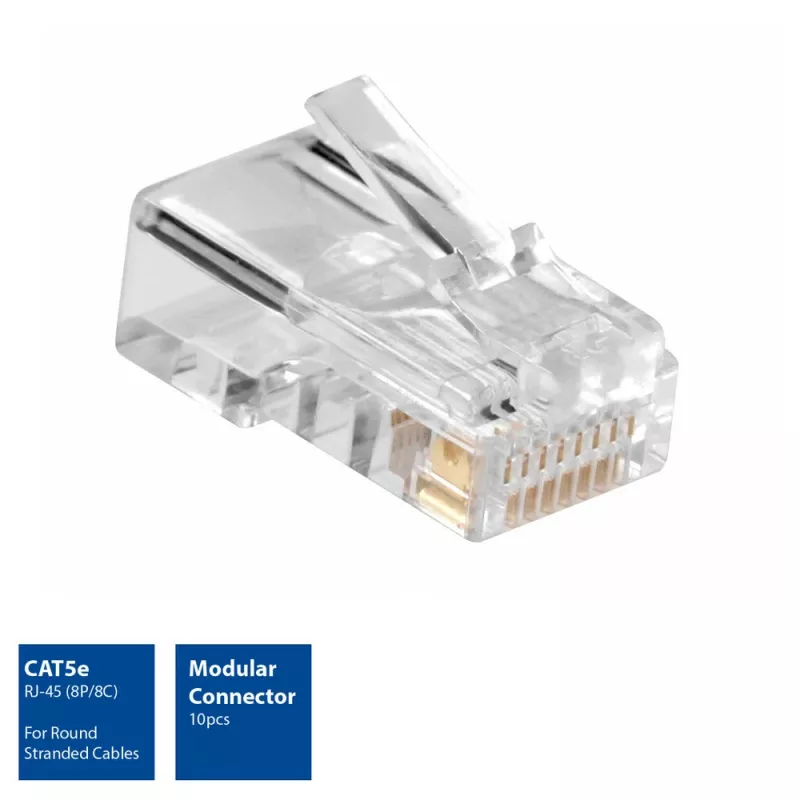 ACT Modular CAT5E RJ-45 jungtis ACT AC4110 vyriška sidabrinė skaidri 10 vnt.