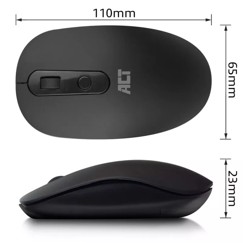 ACT belaidė pelė 1200 DPI, ambidekstrinė, RF belaidė, juoda