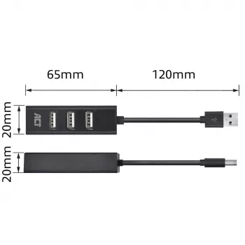 USB šakotuvas ACT AC6205 4 prievadai USB 2.0 480 Mbit/s Juodas 0,12 m