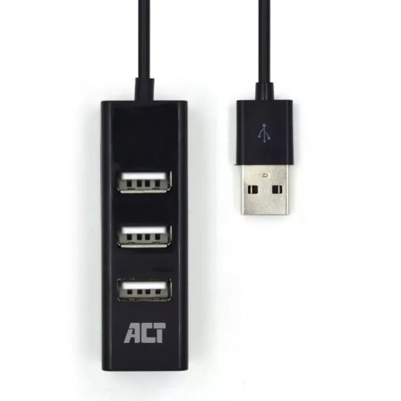 USB šakotuvas ACT AC6205 4 prievadai USB 2.0 480 Mbit/s Juodas 0,12 m