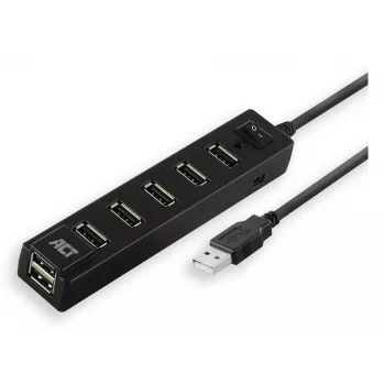 USB šakotuvas ACT AC6215 7 prievadų 480 Mbit/s juodas