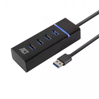 ACT AC6300 USB 3.2 Gen 1 4 prievadų USB šakotuvas (USB Type-A, 5000 Mbit/s, juodas)