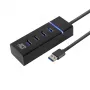 ACT AC6300 USB 3.2 Gen 1 4 prievadų USB šakotuvas (USB Type-A, 5000 Mbit/s, juodas)