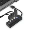 ACT AC6300 USB 3.2 Gen 1 4 prievadų USB šakotuvas (USB Type-A, 5000 Mbit/s, juodas)