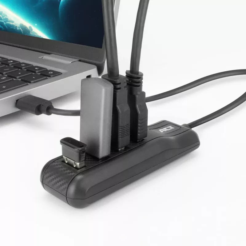 ACT AC6320 USB 3.2 Gen 1 Type-A šakotuvas 4 prievadai 5 Gbps juodas