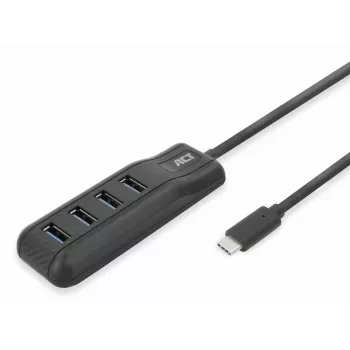 ACT AC6420 USB-C 4 prievadų USB-A šakotuvas USB 3.2 Gen 1 5 Gbps juodas