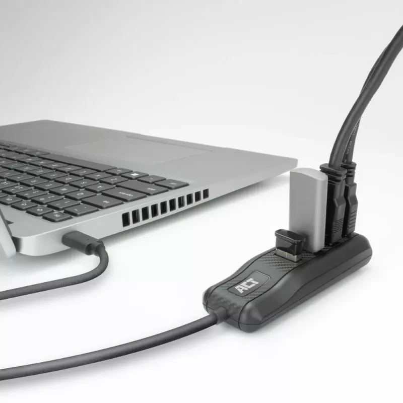 ACT AC6420 USB-C 4 prievadų USB-A šakotuvas USB 3.2 Gen 1 5 Gbps juodas