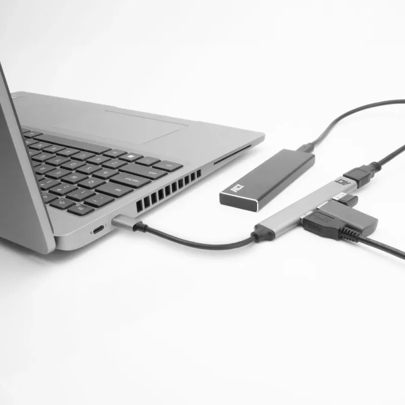 USB šakotuvas ACT AC6425 Type-C 5000 Mbit/s aliuminis pilkas
