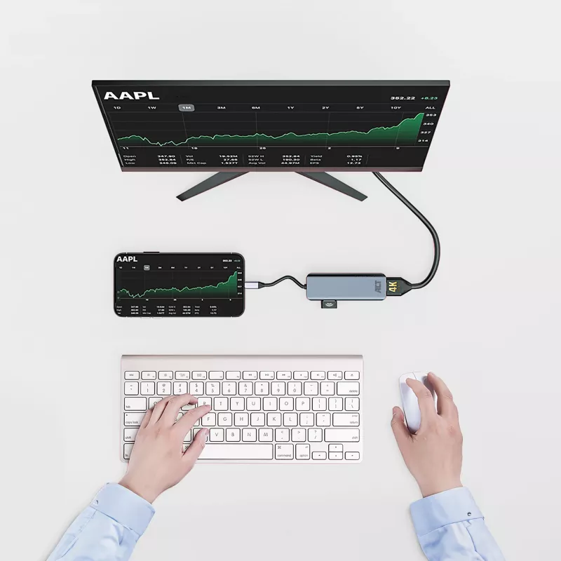 ACT USB-C 4K multiport adapteris 2 HDMI monitorams, USB-A duomenų prievadas