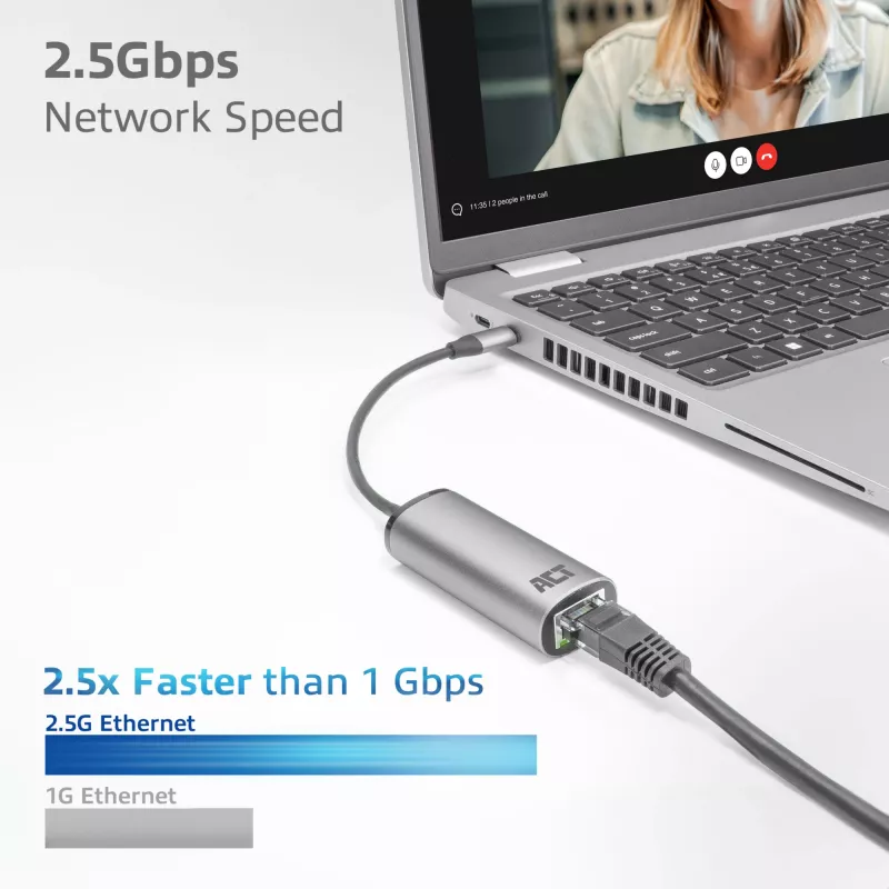 USB Hub ACT AC7081 Type-C 2,5 Gbit/s Aliumininis